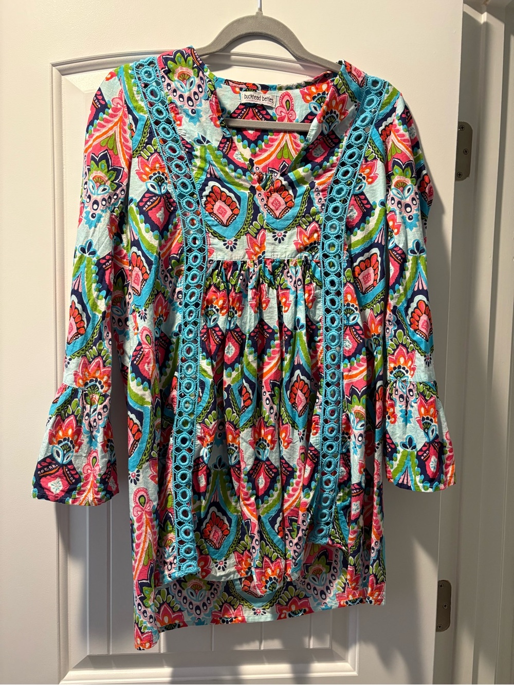 Buckhead Betties multi-colored paisley and floral print swim tunic coverup Small